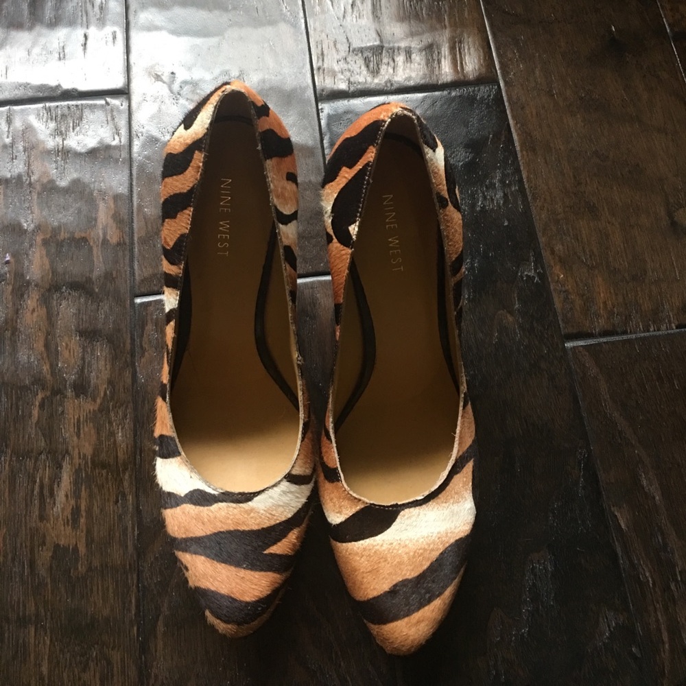 Nine West faux tiger fur heels