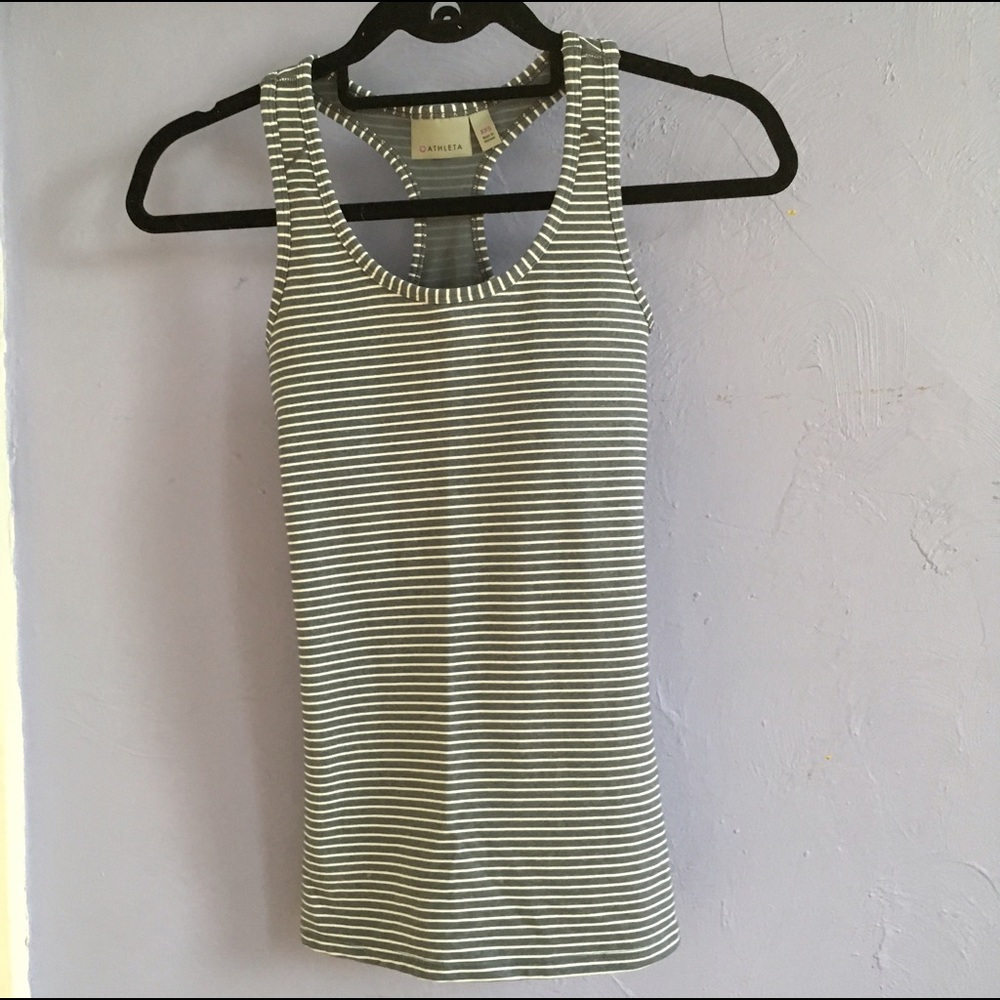 Athleta Blue & White Stripe Workout Top