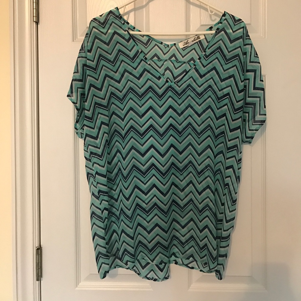 Sheer chevron Francesca's blouse - Picture 1 of 7