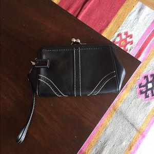 Coach Black Leather Clutch with Clasp