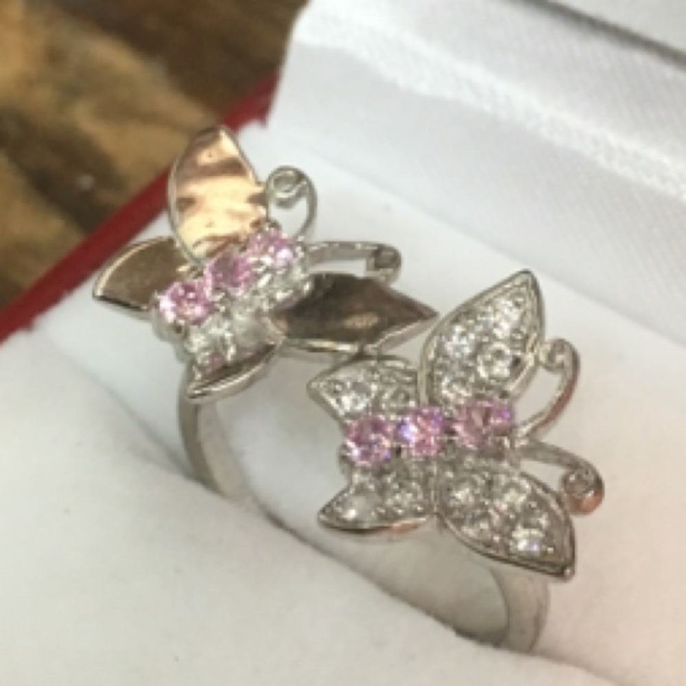 New 925 sterling silver butterflies Ring size 8 - Picture 3 of 4