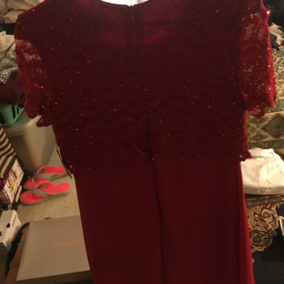 Red dress wth lace on the top half - Picture 2 of 2