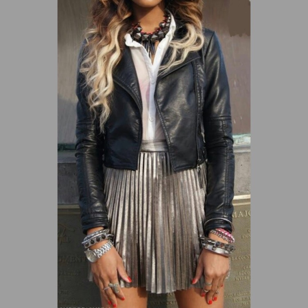 Silver Mini Pleaded Skirt