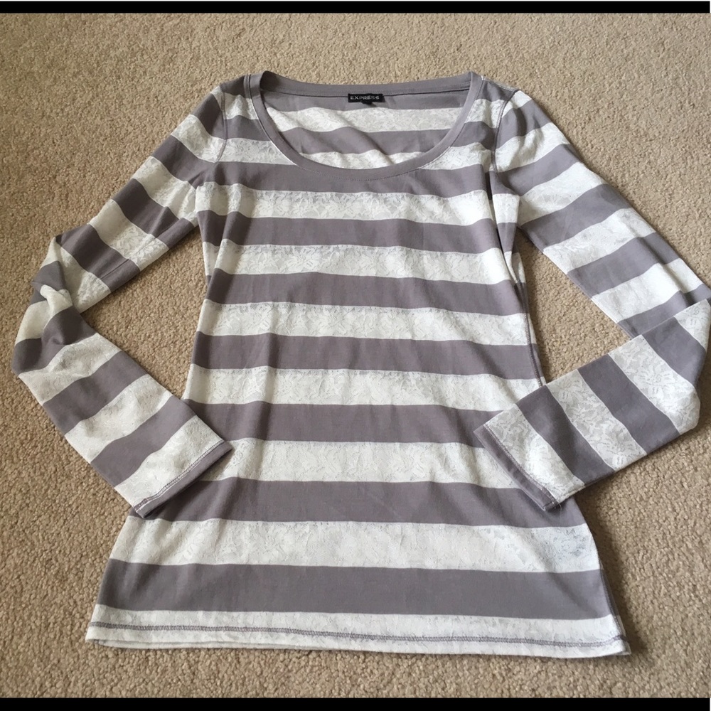 Express Striped Lace Top - New!