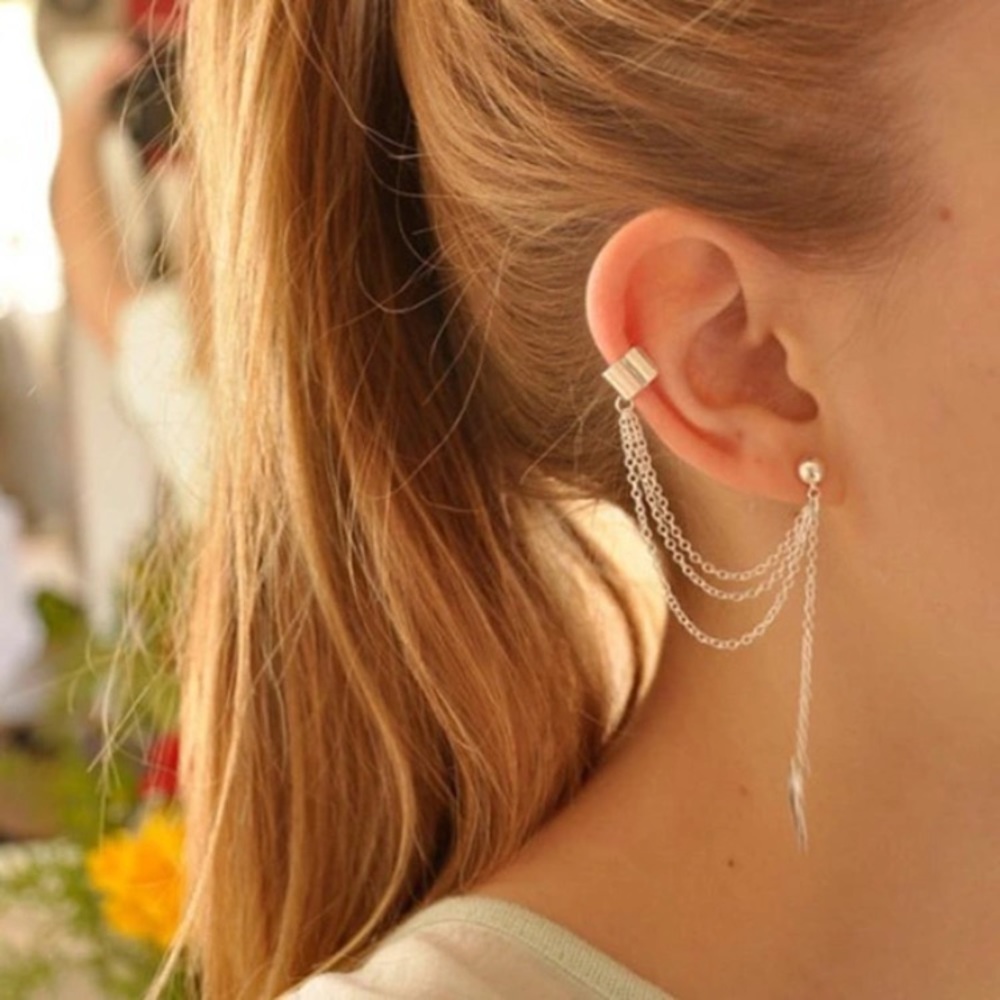 GOLD Leaf Tassel Ear Cuff
