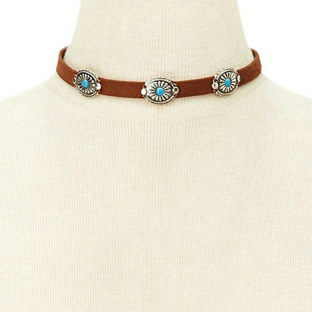 Concho Choker with Turquoise embellishments