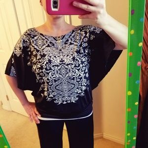 Beautiful Dressy Batwing Shirt Sz. L