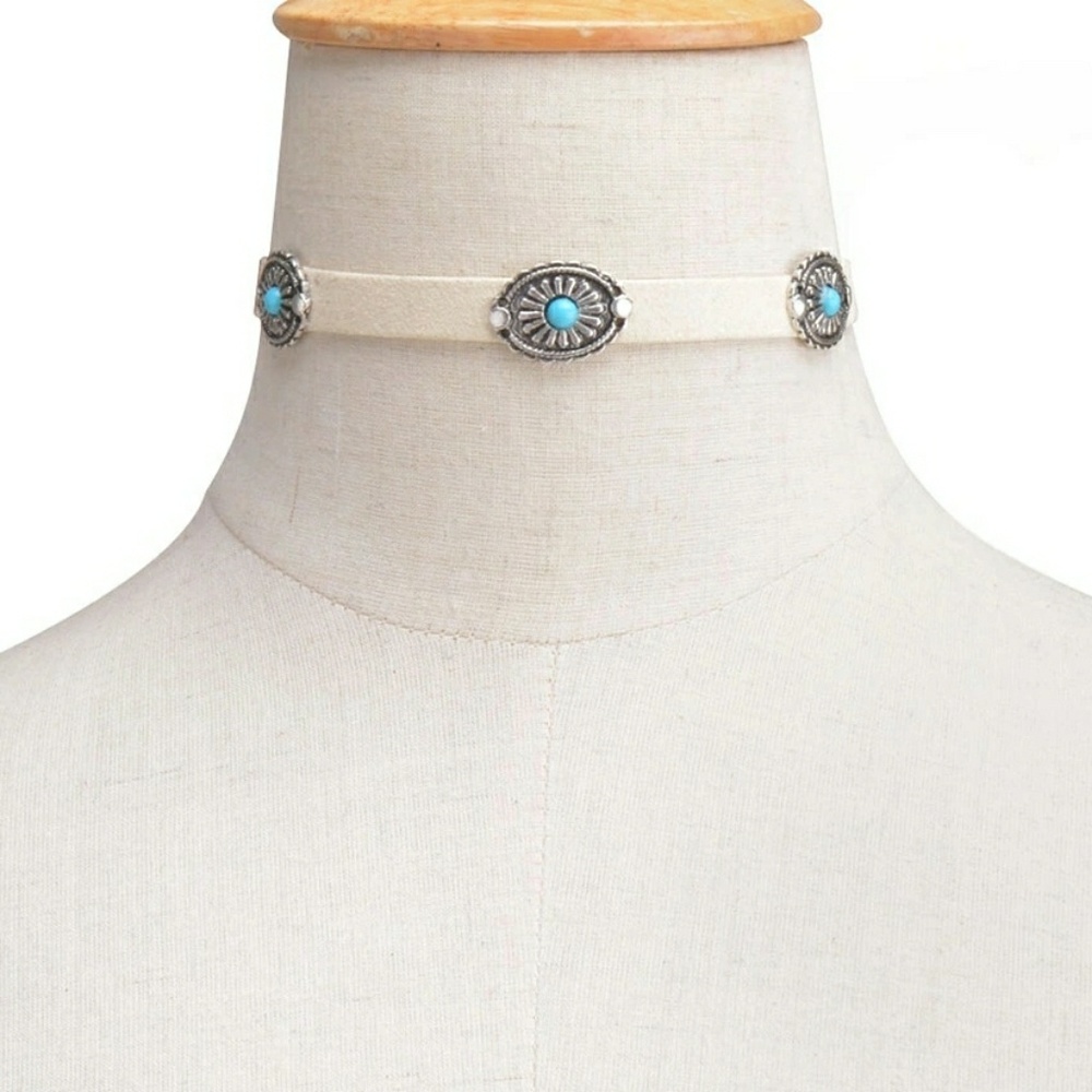 Concho Choker with Turquoise embellishments