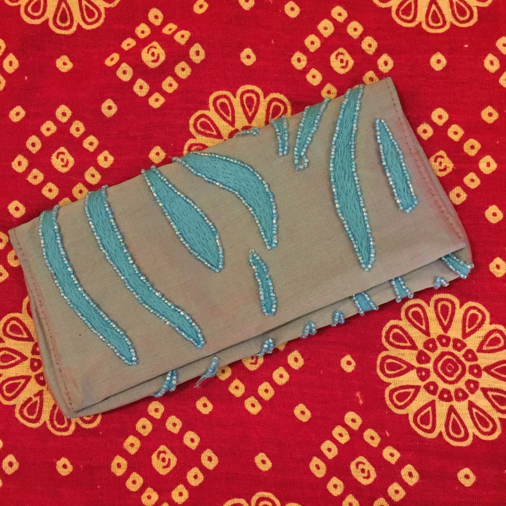 Silk and beaded wallet