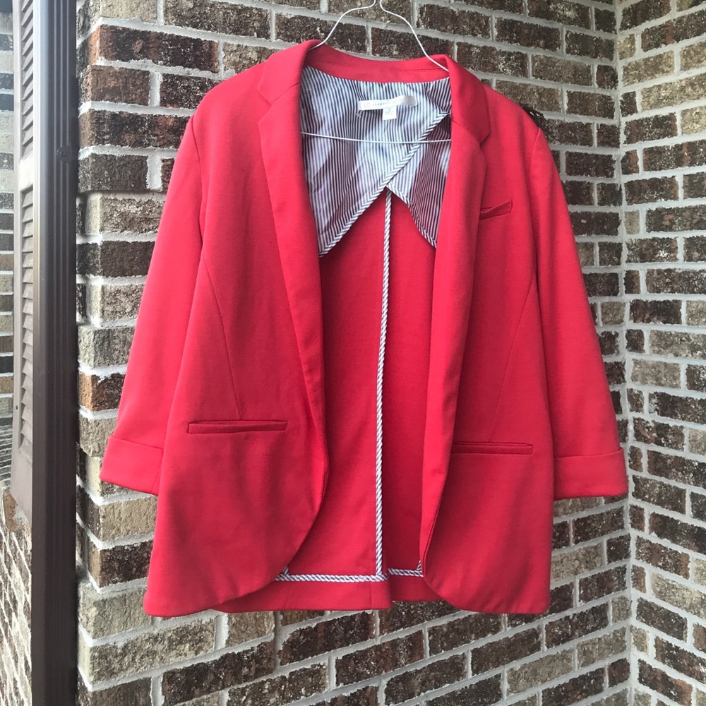 Red Stretch Knit Blazer