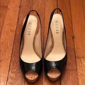 Brand New Black Guess platform heels sz 6M