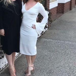 White bell sleeve midi dress-bridal/ bachelorette