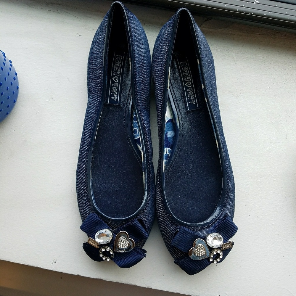 Coach caper denim flats.