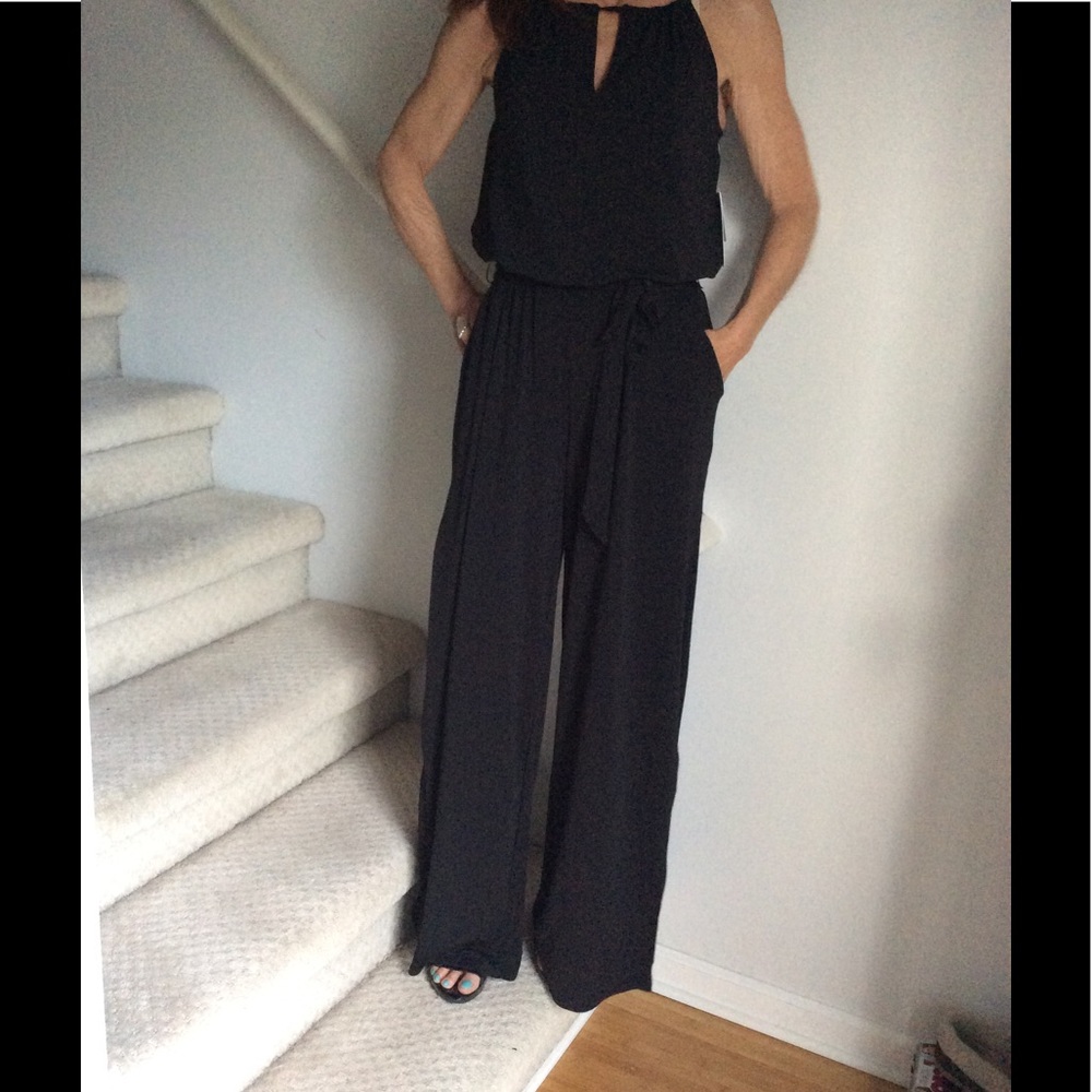 Black jersey knit jumpsuit