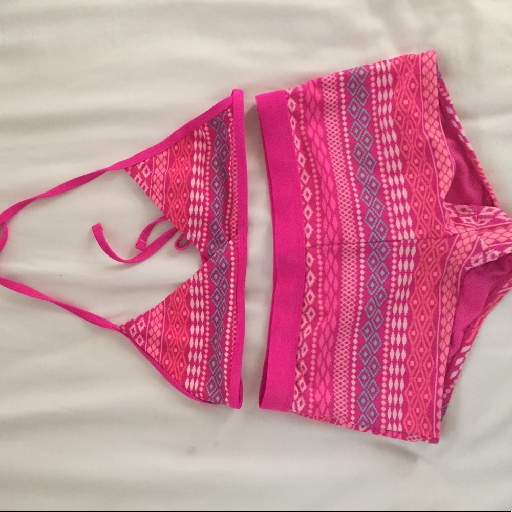 (10-12) Multi patterned high wasted bathing suit