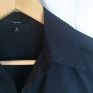 Express collared, button up 3/4 sleeve black dress