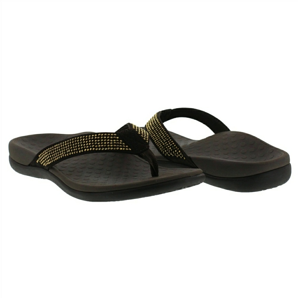 Brown Gold Studded Flip Flops