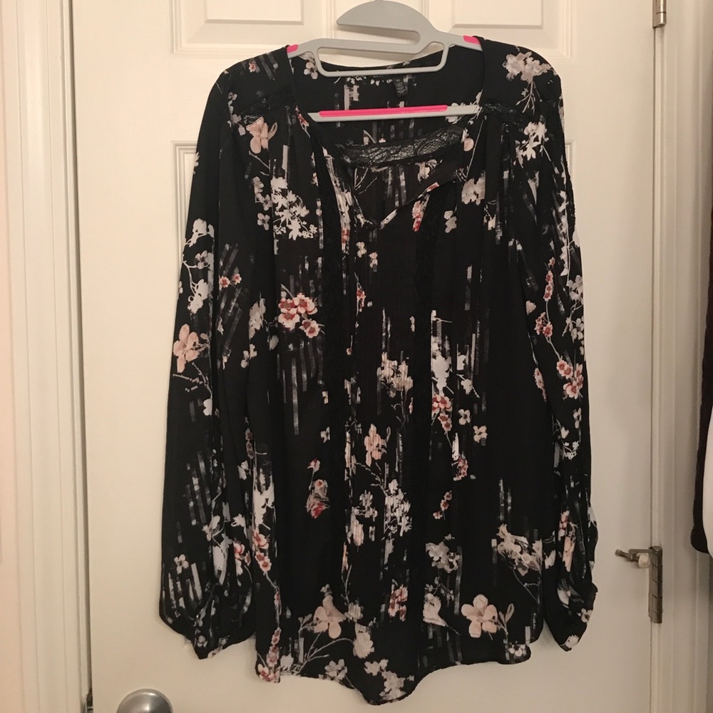 Lace detail long sleeve top