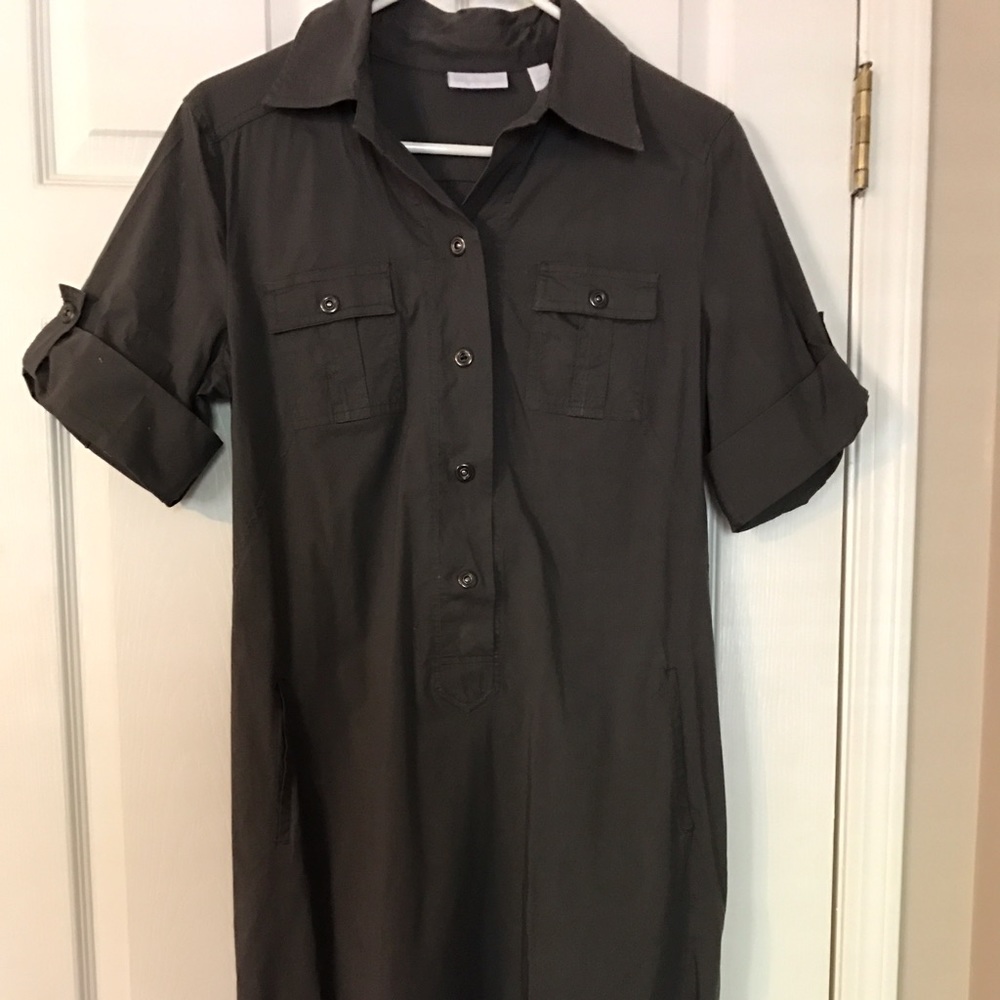 Gray NY and Co. Stretch Shirt Dress