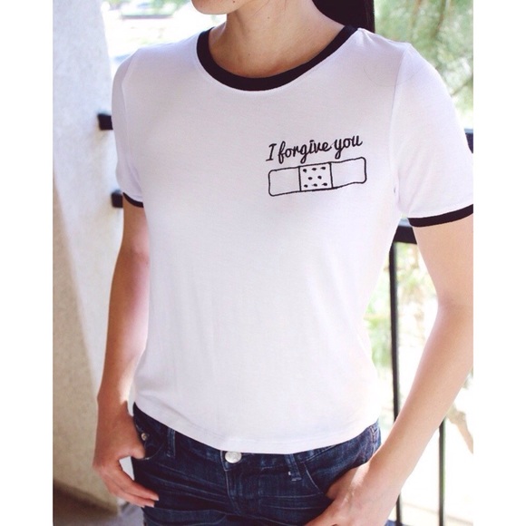 I Forgive You Embroidered Ringer Tee - Picture 4 of 5