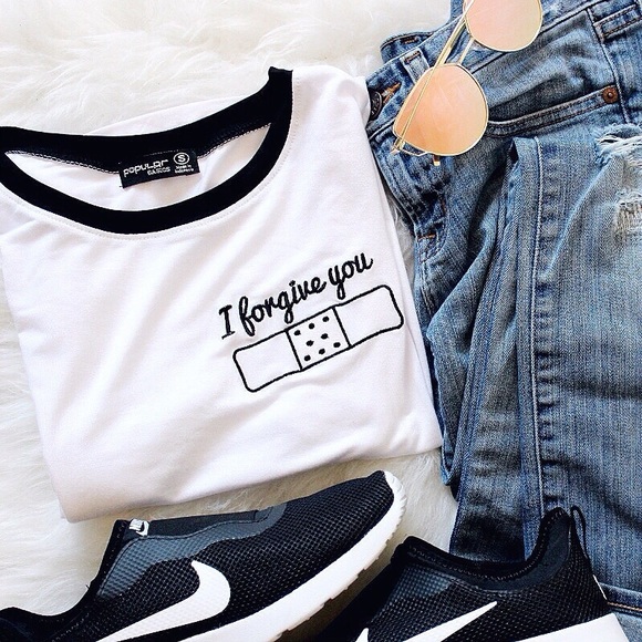 I Forgive You Embroidered Ringer Tee - Picture 2 of 5