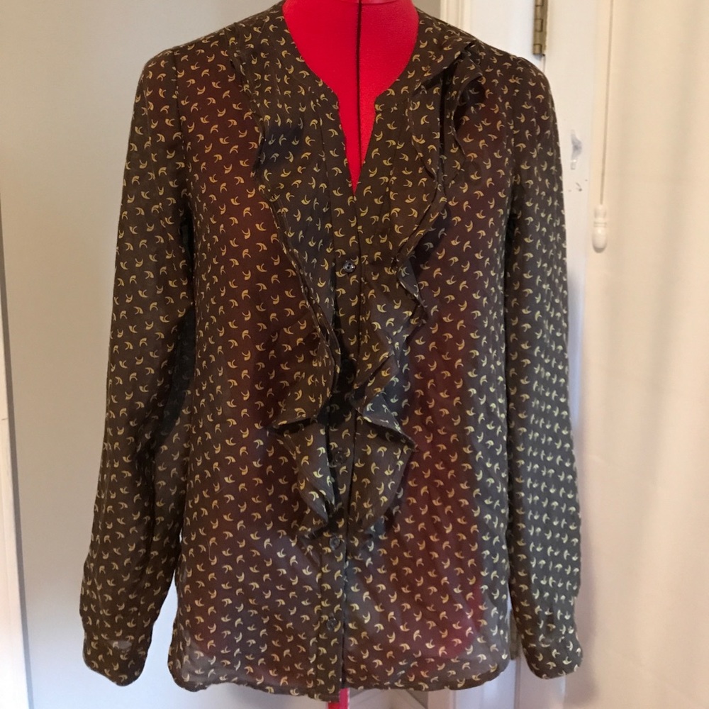 LOFT ruffled button down blouse