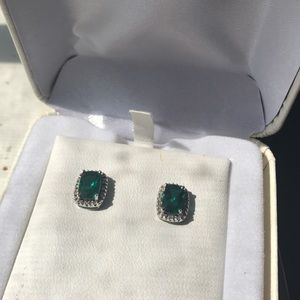Lab Created Emerald Stud Earrings