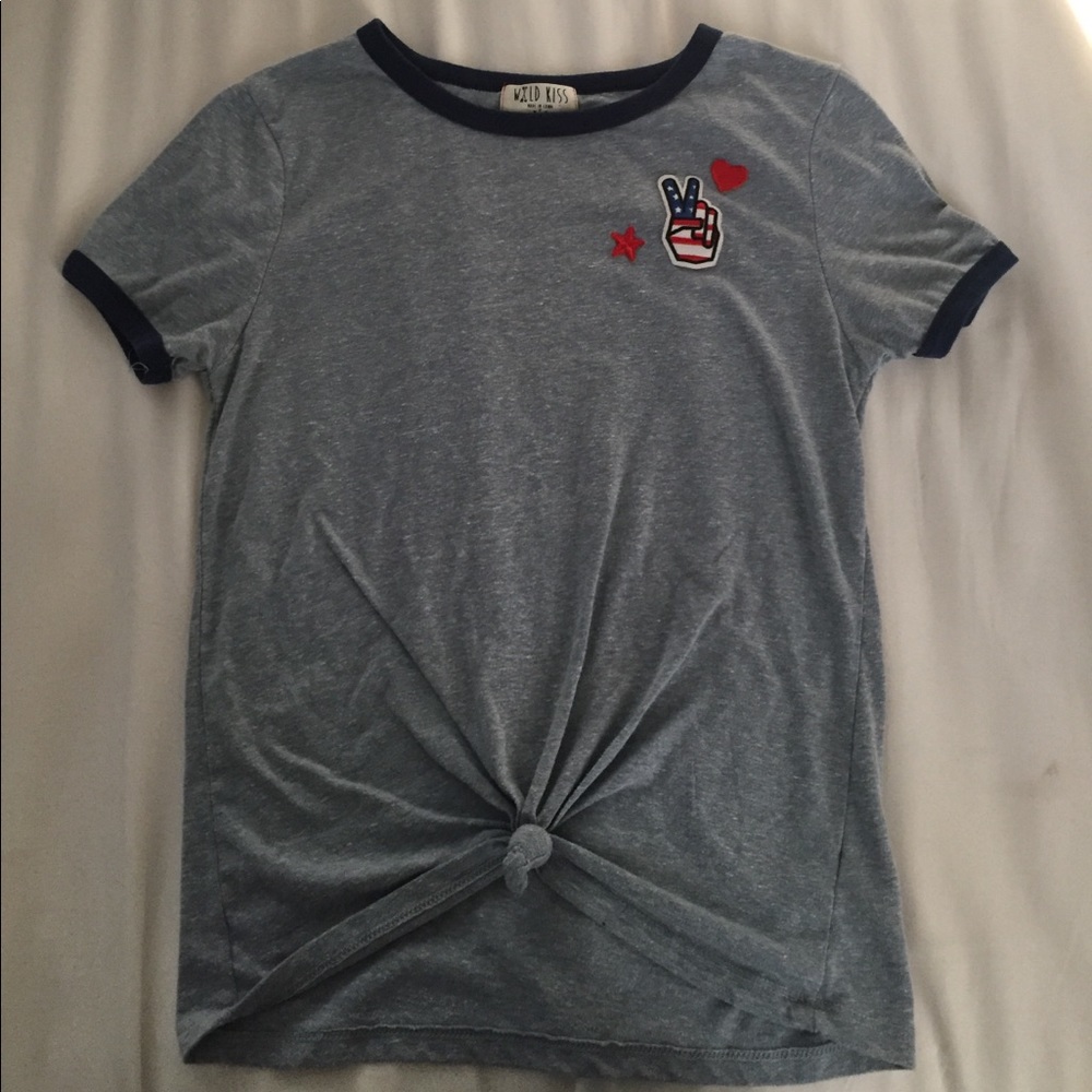 Red, white, and blue graphic tee