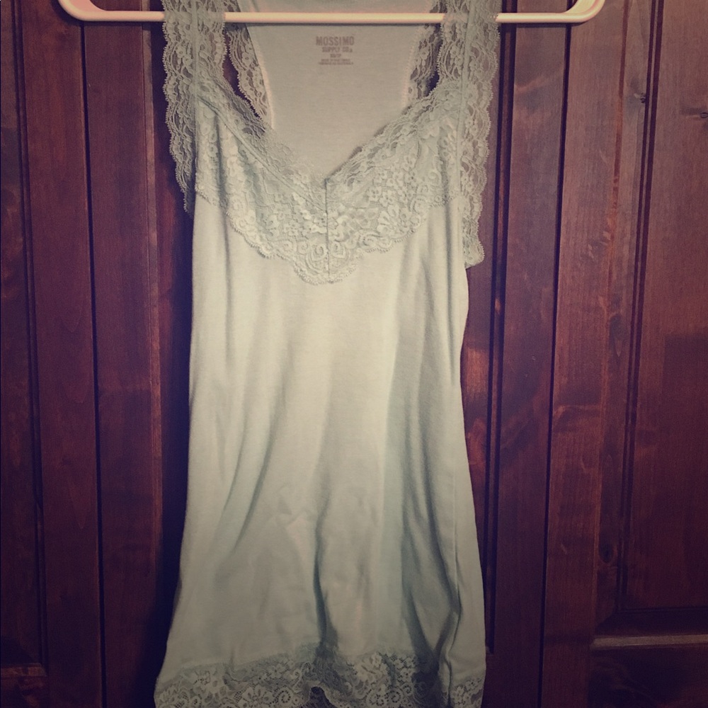 Light teal Lacey racerback tank, never worn