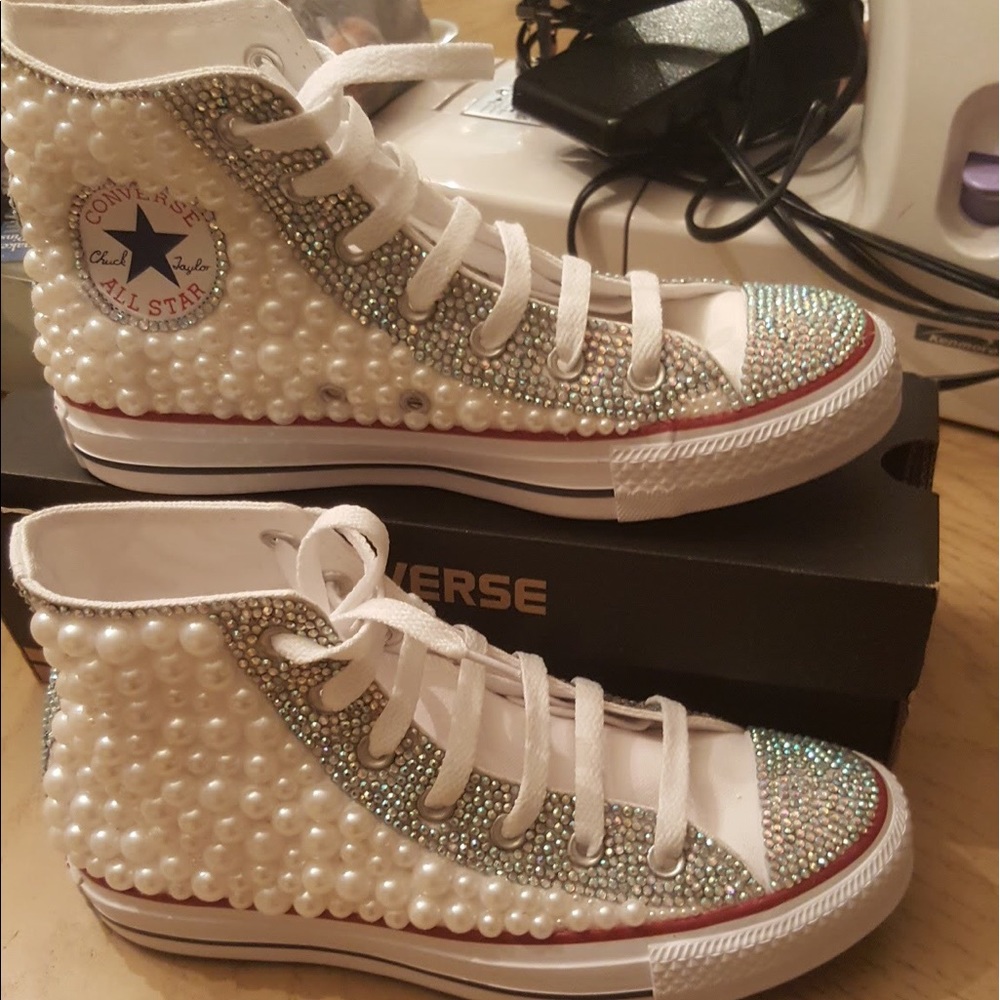 Custom Pearl & Crystal Converse (Made to Order)