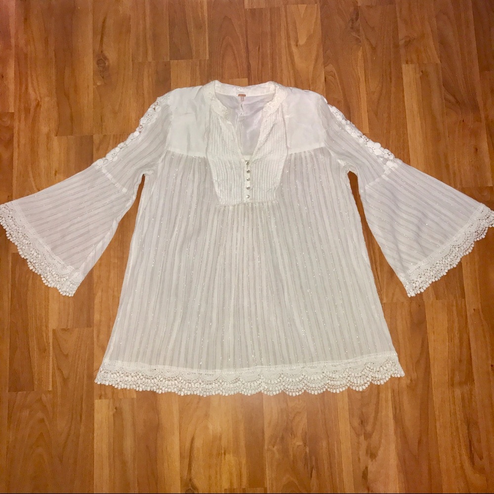 Free People FP boho chic bell sleeves bohemian top - Picture 1 of 4