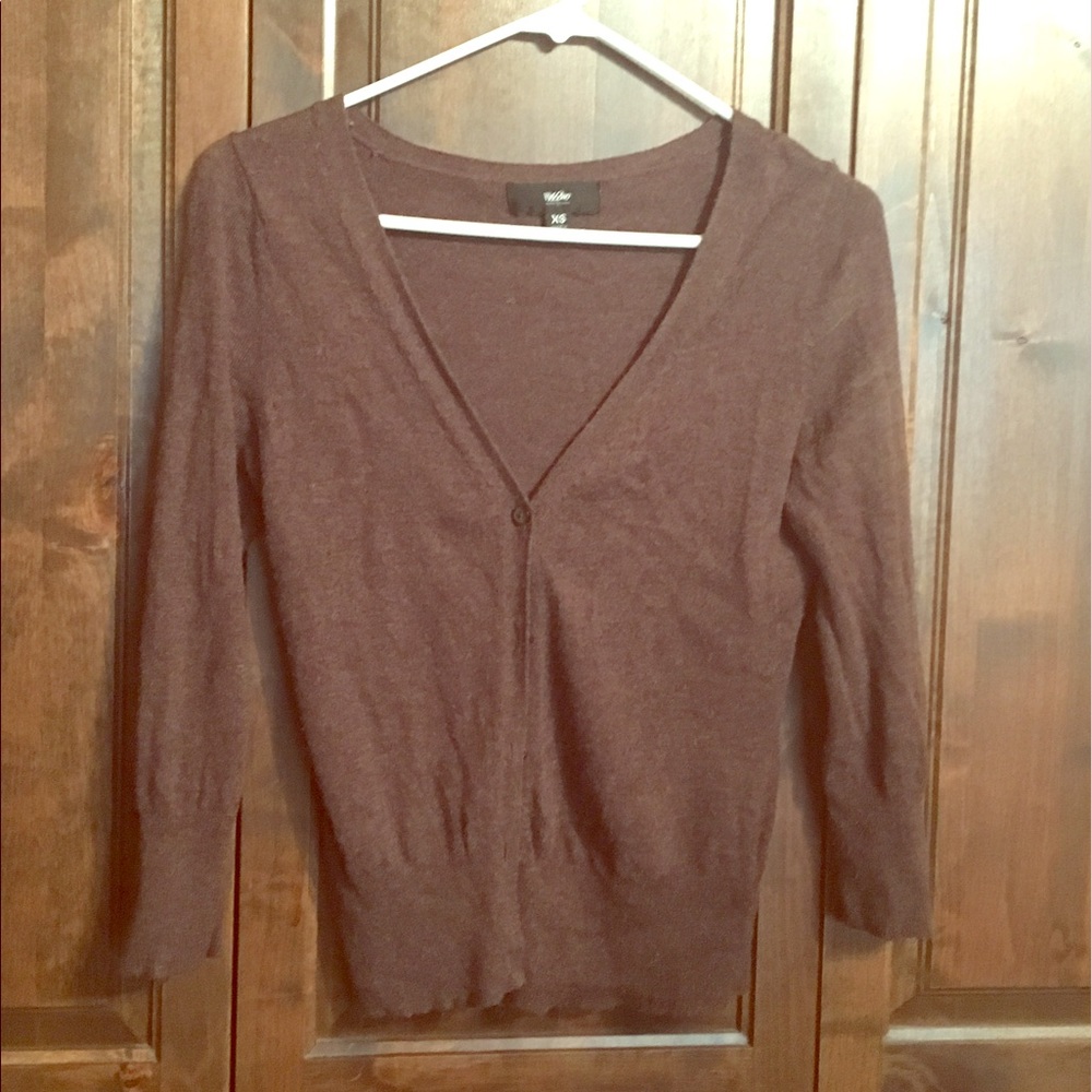 Brown button up v neck cardigan