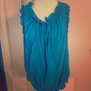 Turquoise ruffle tank