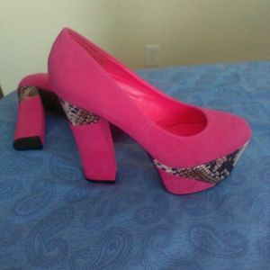 Pink & snake skin platforms