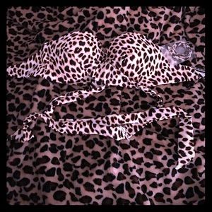 VS PINK Sexy Leopard Print bandeau bikini top