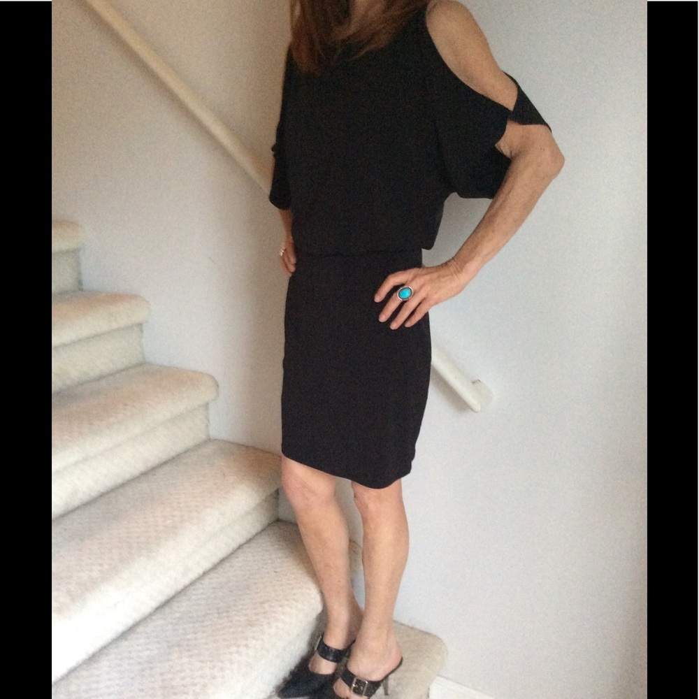 Black cut out sleeve dress