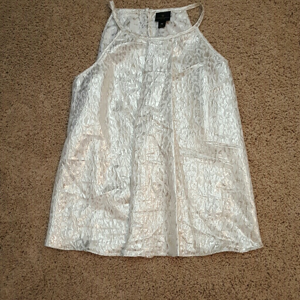 Metallic cheetah print spaghetti strap blouse