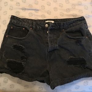 Forever 21 high waist ripped black shorts
