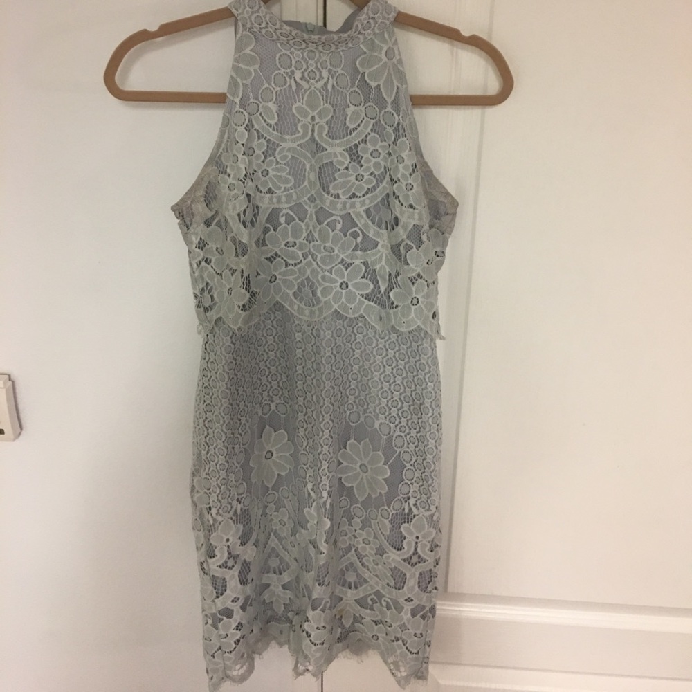 Missguided Grey Lace Dress