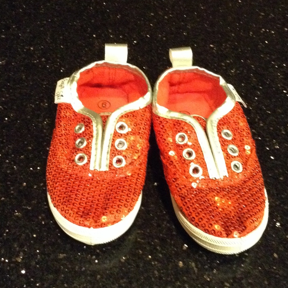 Red sequin slip on sneaker