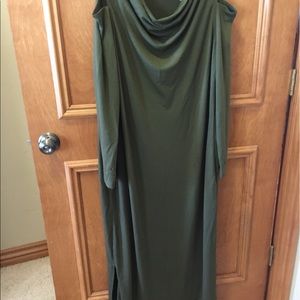 Kris Jenner cold shoulder maxi dress