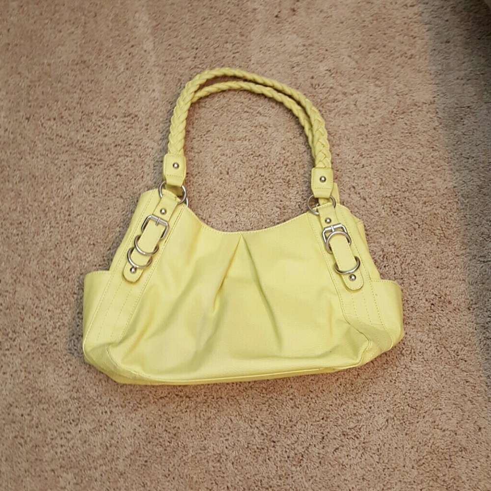 Yellow green satchel handbag
