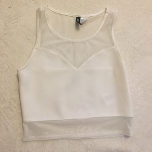 White mesh crop top