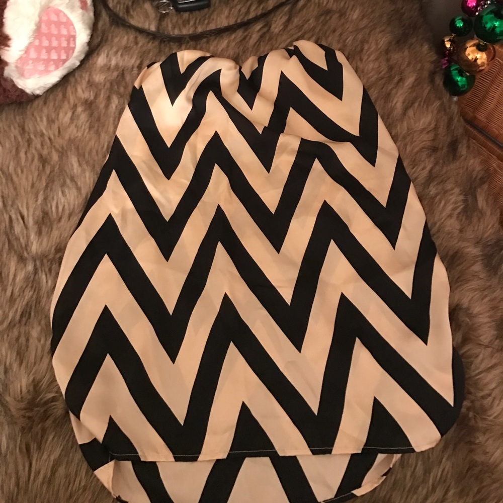 Tan and black zig zag dress