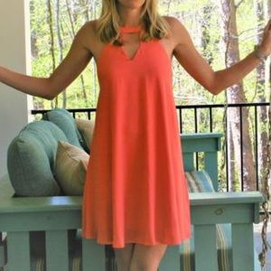 She + Sky Orange Scalloped Dress