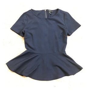 Navy Peplum Top