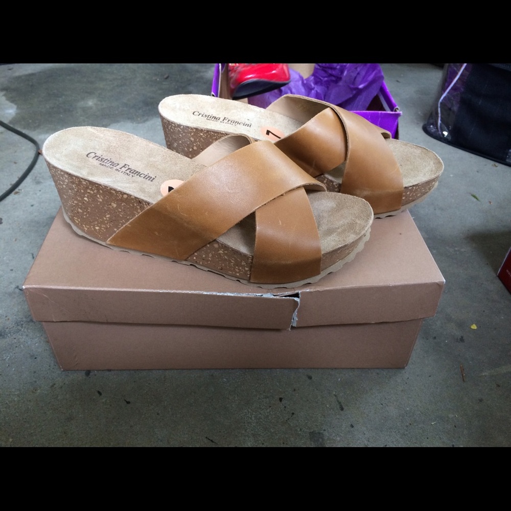 Wedge heel genuine leather