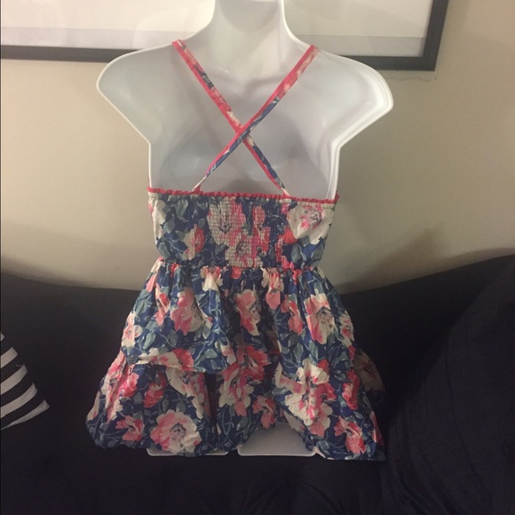 abercrombie xxs plaid dress blue pink ruffle skirt - Picture 2 of 2