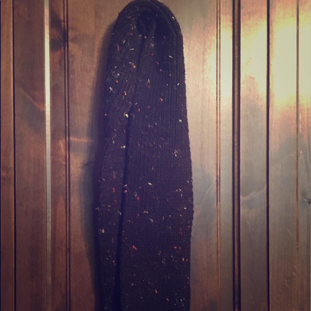 Handmade tight knit black scarf with color spots