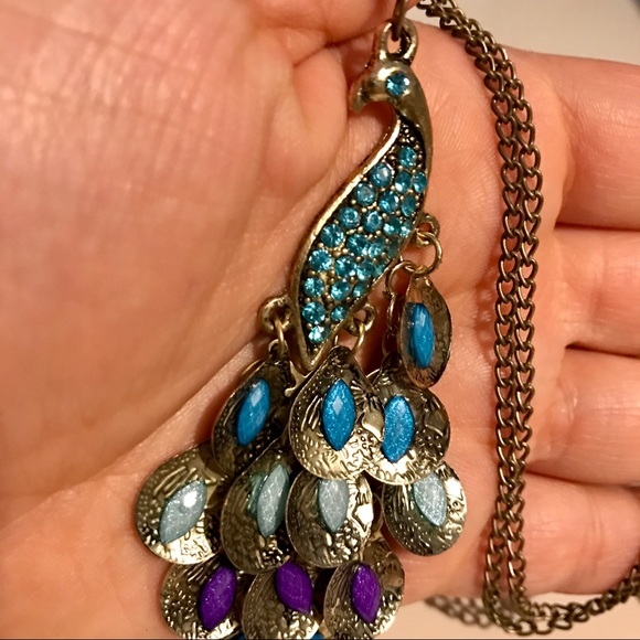 NWT!💙💎PEACOCK! BEAUTIFUL NECKLACE💎💙BRONZE BLUE - Picture 4 of 6